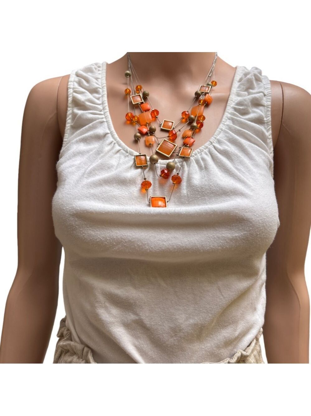 Pilcro and the Letterpress Off White Fitted Back Cut Out Tank Top XS